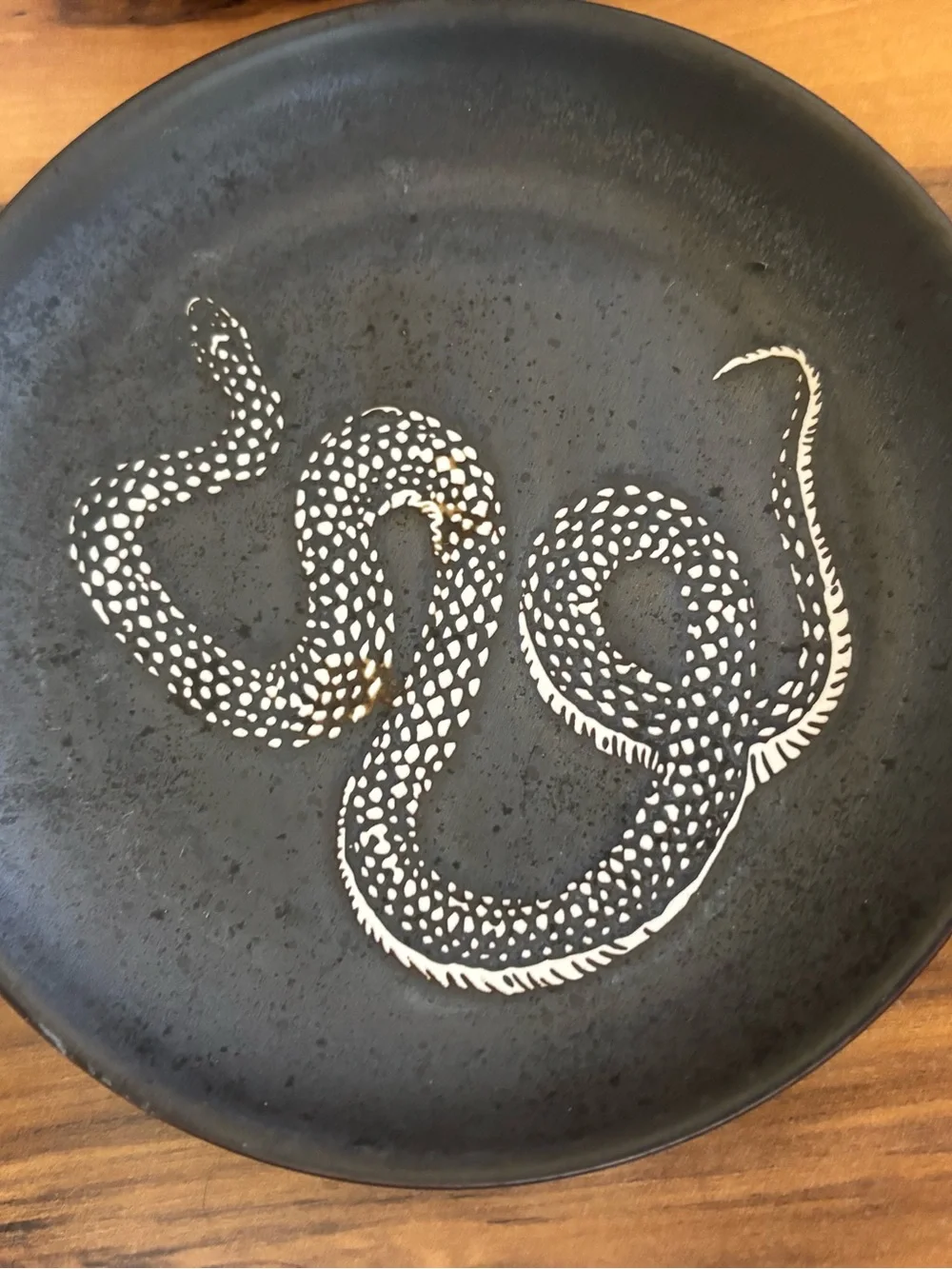Threshold Stoneware Appetizer Plates black charcoal cream design snake pumpkin